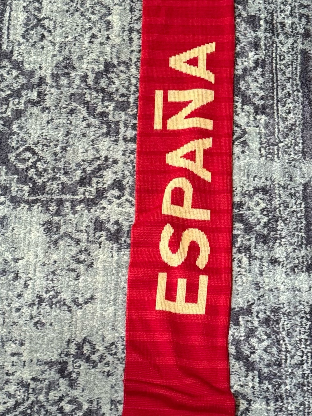 Long Adidas Soccer Team/Fan Scarf with Fringe, Red and Gold